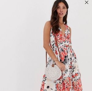 Asos Parisian Wrap Front Floral Border Maxi Dress